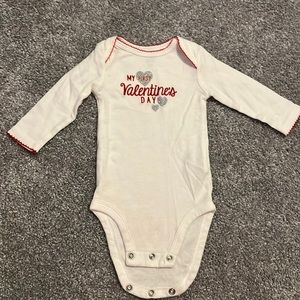 3 Month long sleeve onesie (First) Valentine’s Day Edition.